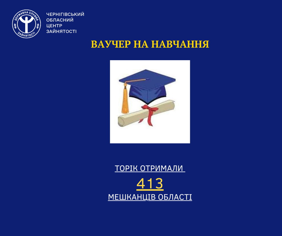 Торік 413 мешканців Чернігівщини отримали ваучер на навчання від служби зайнятості